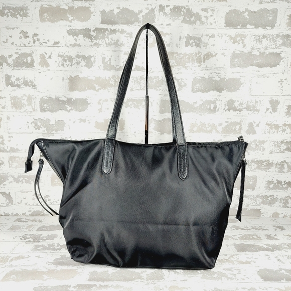 Botkier Vinyl Tote Black  Carryall Zip Top Big Travel Shoulder Bag 0771 - Picture 6 of 16